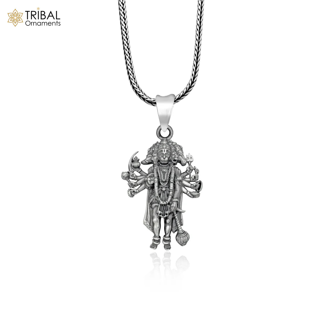 Silver Plated Panchmukhi Hanuman Ji Necklace