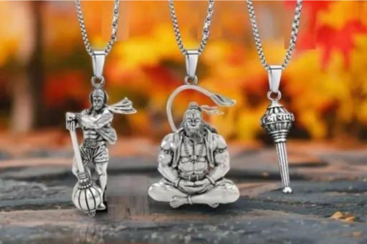 Silver Plated Panchmukhi Hanuman Ji Necklace