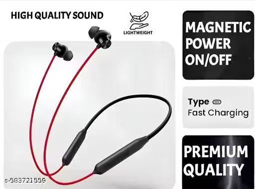 ENC Magnetic Wireless Bluetooth Neckband Earphone | Deep Bass, Long Battery Backup, Mic, Sweatproof Sports Headset"